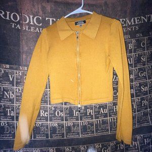 BLUE BLUSH ZIP UP SWEATER YELLOW